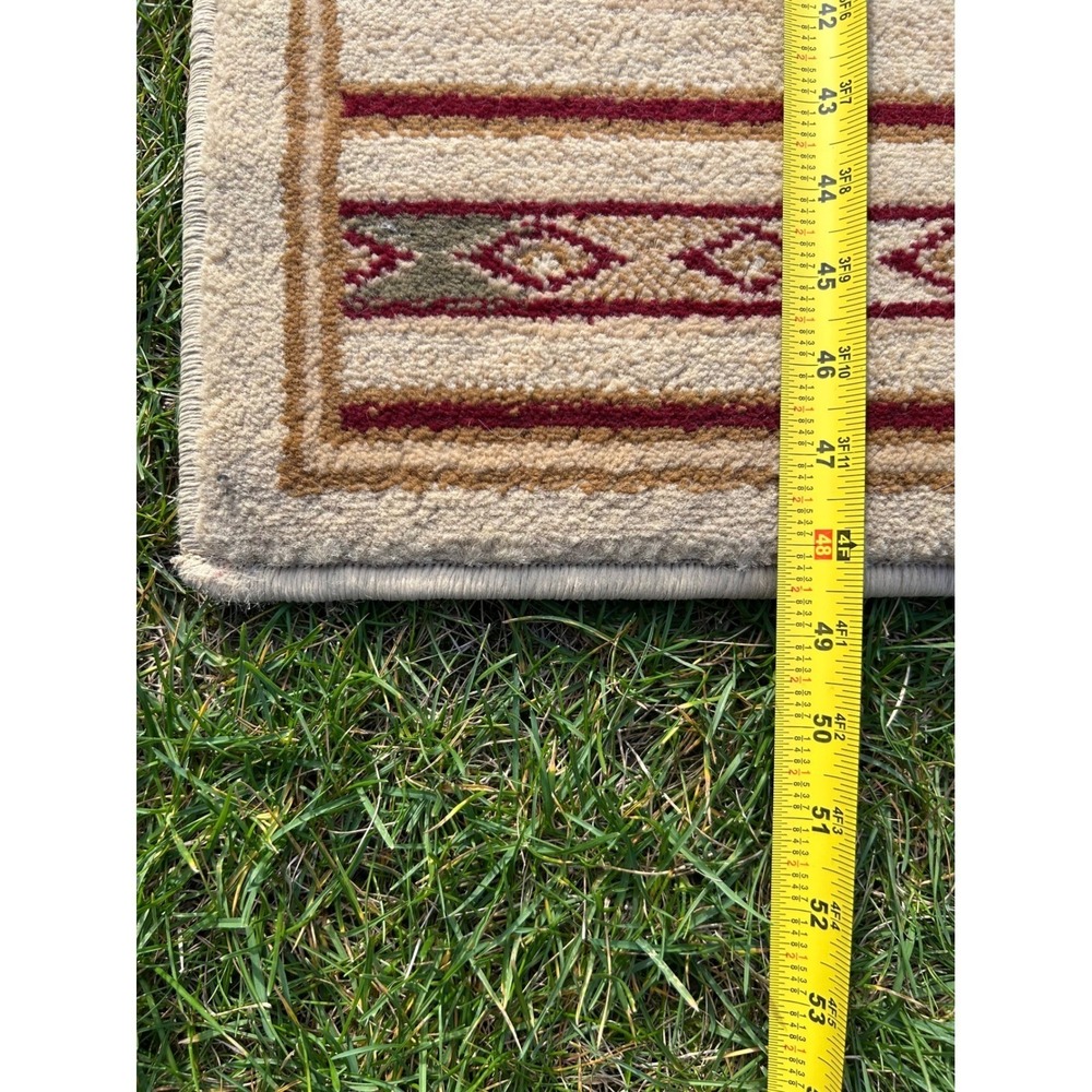 Regal Collection Runner Rug‎ 2x4.5 ft Beige Red Geometric Tribal Pattern Turkey - Picture 5 of 7